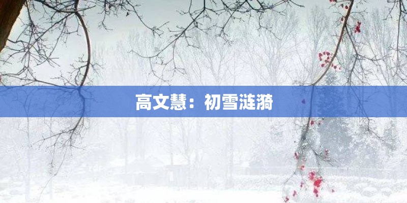 高文慧:初雪涟漪 高文慧:初雪涟漪