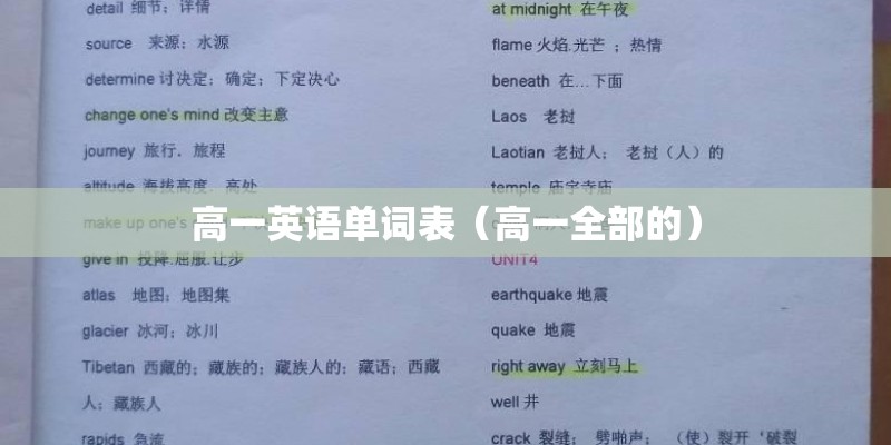 高一英语单词表(高一全部的) 高一英语单词表(高一全部的)