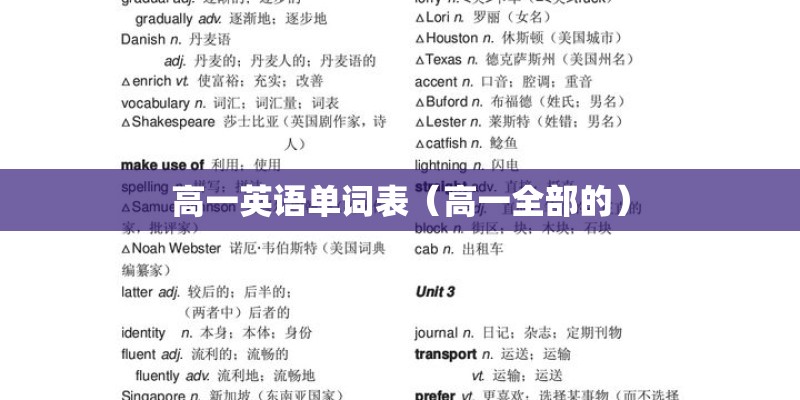 高一英语单词表(高一全部的) 高一英语单词表(高一全部的)